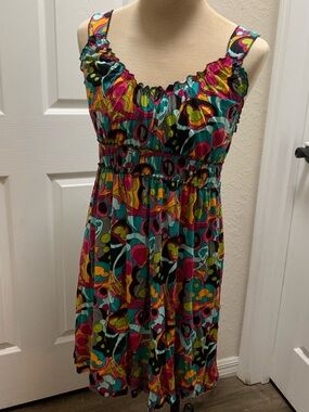 Disney Parks Womens Mickey Mouse Psychedelic Abstract Smocked Dress XXL